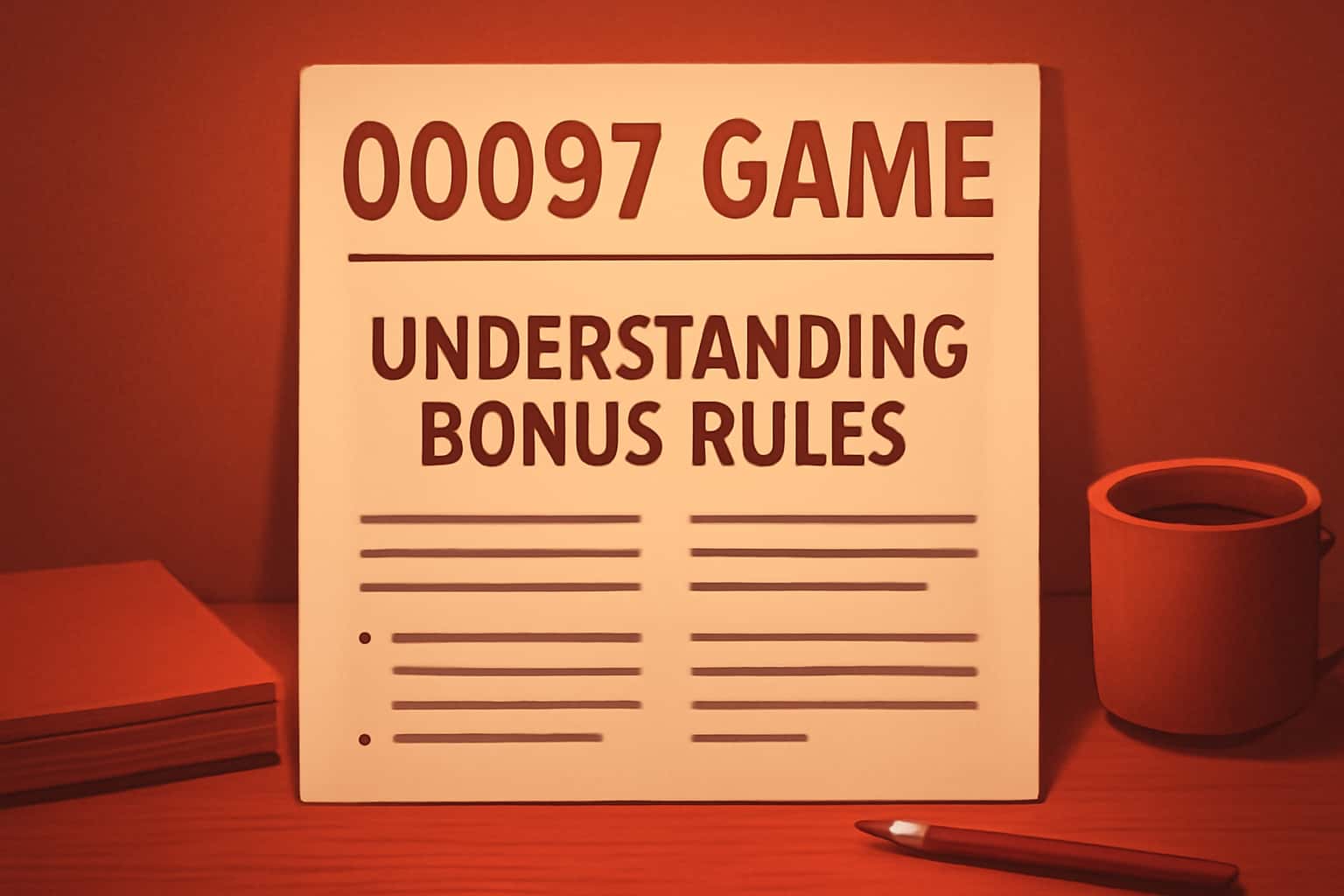 An informative scene illustrating the rules of the 00097 Game Bonus with clear text.