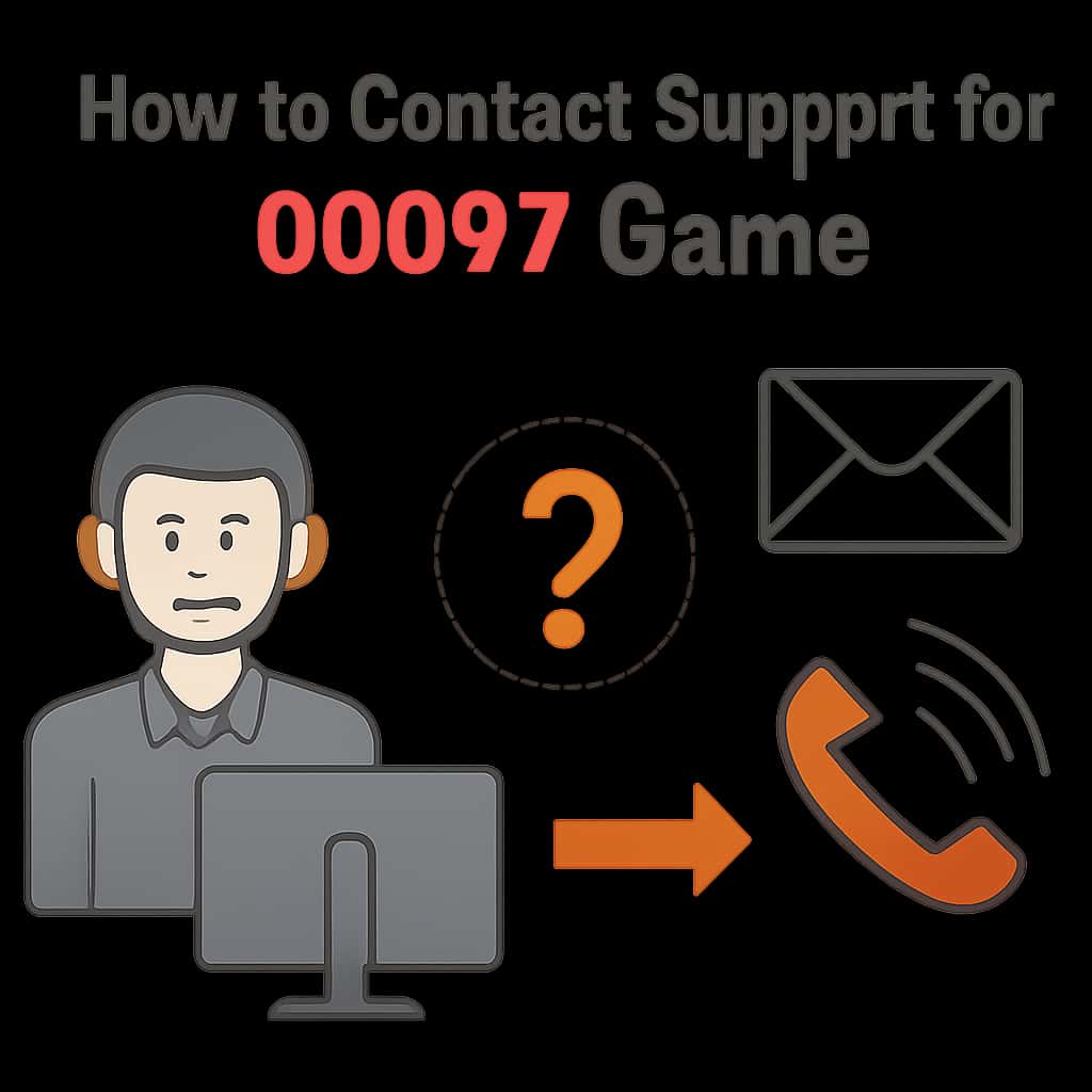An educational diagram on contacting support for 00097 Game.